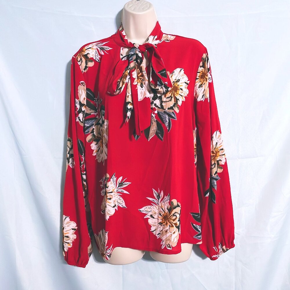 Floerns Cute Red Floral Top Size XL